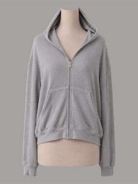 Brandy Melville Heather Grey Thermal Zip Up Hoodie